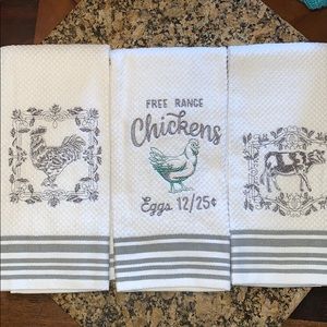 Set of 3 farmhouse theme embroidered hand towels